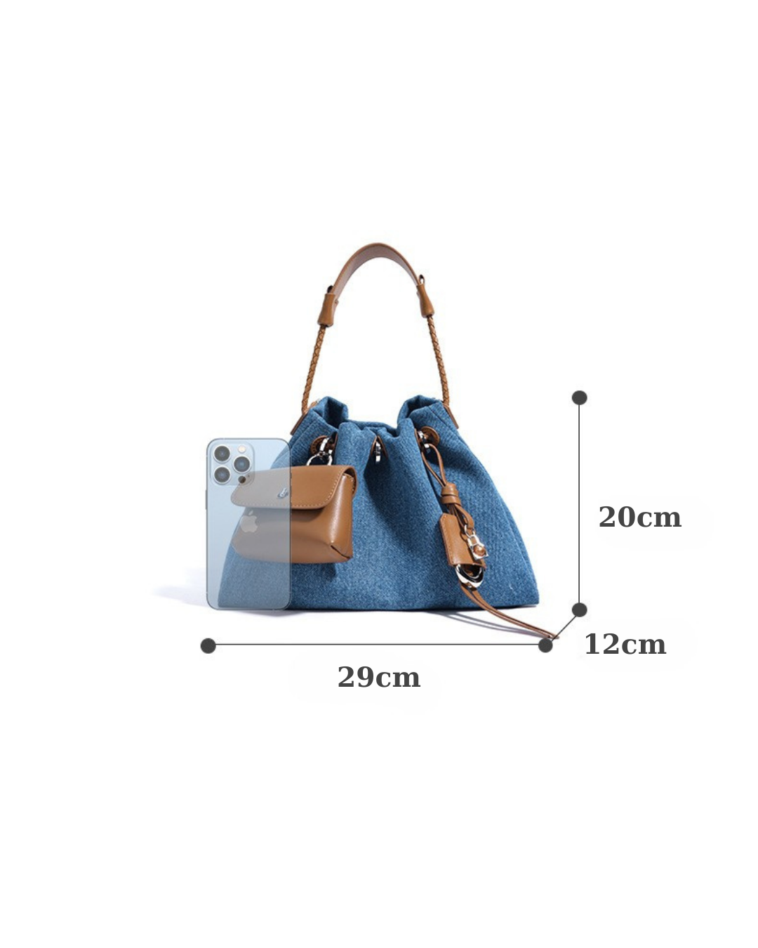 Breeze Denim Gather Omuz Çantası | Şık ve Fonksiyonel Tasarım