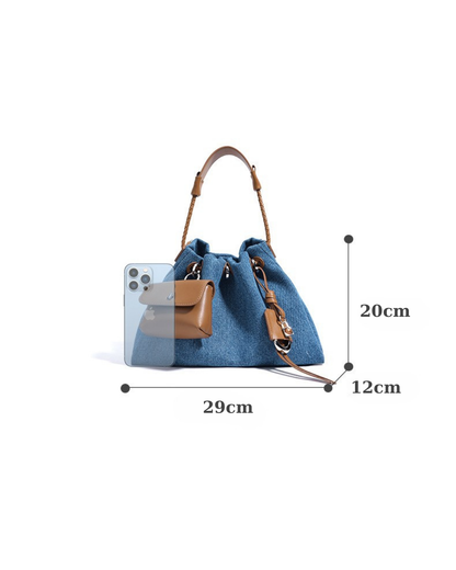 Breeze Denim Gather Omuz Çantası | Şık ve Fonksiyonel Tasarım
