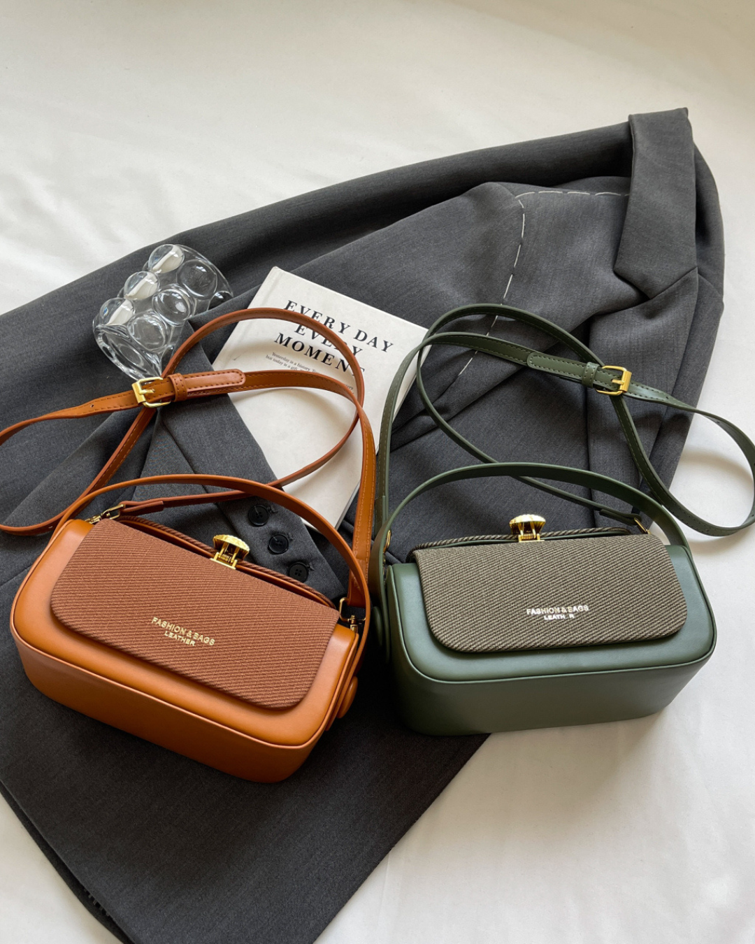 Retro II Renkli Kumaş Kapaklı Crossbody Çanta | Şık ve İşlevsel Tasarım