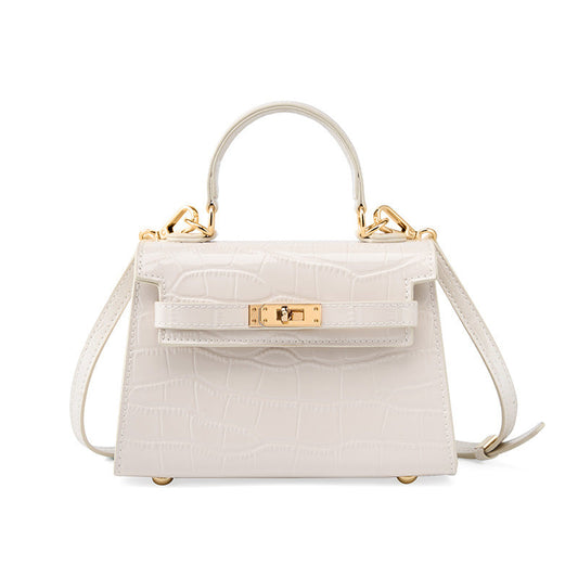 Kelly Mini bag Kroko Desenli Stil Hakiki Deri El & Omuz Çantası