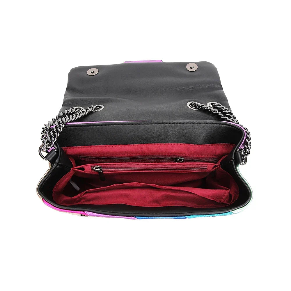 Rainbow Style Zincirli Çanta | Canlı Desen, Modern & Trendy